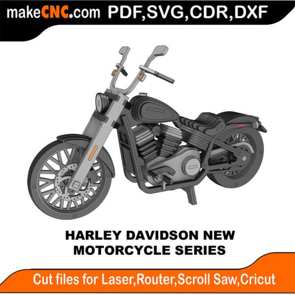 Motorcycle Harley Davidson New MakeCNC SVG DXF PDF CDR 3D puzzle pattern product image