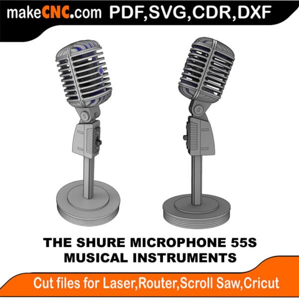 Musical Inst Shure Microphone 55S MakeCNC SVG DXF PDF CDR 3D puzzle pattern product image