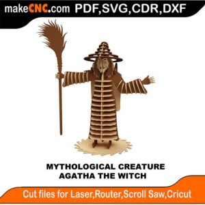 Myth Creature Agatha Witch MakeCNC SVG DXF PDF CDR 3D puzzle pattern product image