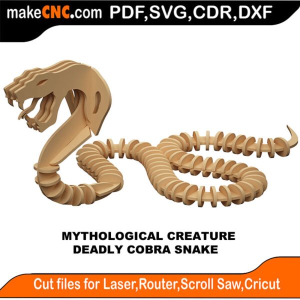 Myth Creature Cobra Snake MakeCNC SVG DXF PDF CDR 3D puzzle pattern product image
