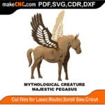 Myth Creature Majestic Pegasus MakeCNC SVG DXF PDF CDR 3D puzzle pattern product image