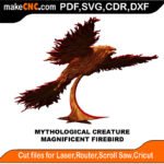 Mythological Creature Firebird MakeCNC SVG DXF PDF CDR 3D puzzle pattern product image