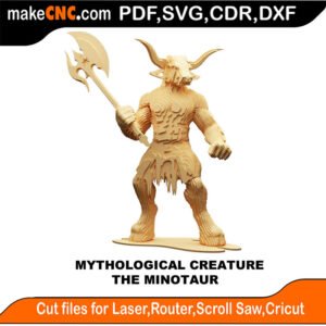 Mythological Creature Minotaur MakeCNC SVG DXF PDF CDR 3D puzzle pattern product image