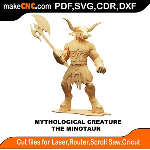 Mythological Creature Minotaur MakeCNC SVG DXF PDF CDR 3D puzzle pattern product image