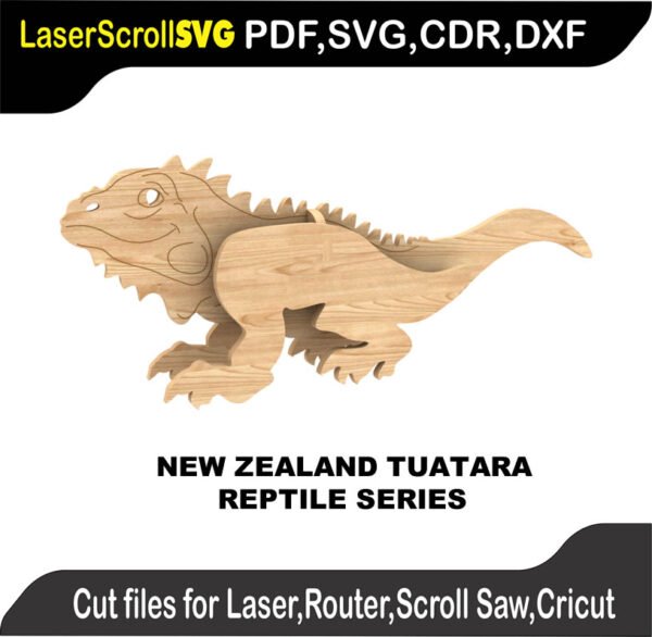 New Zealand Tuatara Lizard MakeCNC SVG DXF PDF CDR 3D puzzle pattern product image