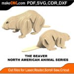 North American Animals Beaver MakeCNC SVG DXF PDF CDR 3D puzzle pattern product image