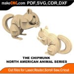North American Animals Chipmunk MakeCNC SVG DXF PDF CDR 3D puzzle pattern product image