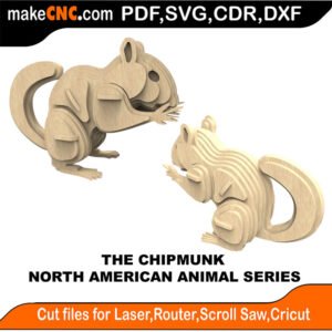 North American Animals Chipmunk MakeCNC SVG DXF PDF CDR 3D puzzle pattern product image