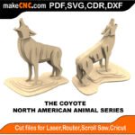 North American Animals Coyote MakeCNC SVG DXF PDF CDR 3D puzzle pattern product image