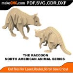 North American Animals Raccoon MakeCNC SVG DXF PDF CDR 3D puzzle pattern product image