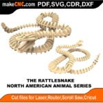 North American Animals Rattlesnake MakeCNC SVG DXF PDF CDR 3D puzzle pattern product image
