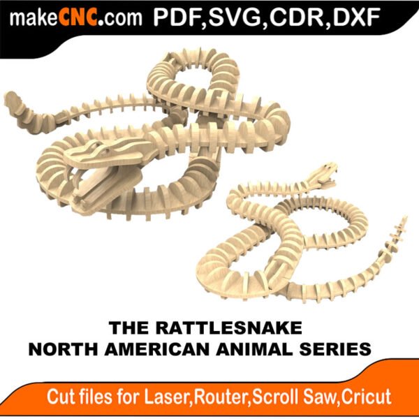 North American Animals Rattlesnake MakeCNC SVG DXF PDF CDR 3D puzzle pattern product image