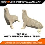 North American Animals Seal MakeCNC SVG DXF PDF CDR 3D puzzle pattern product image