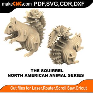 North American Animals Squirrel MakeCNC SVG DXF PDF CDR 3D puzzle pattern product image