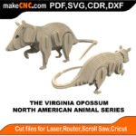 North American Animals Virginia Opossum MakeCNC SVG DXF PDF CDR 3D puzzle pattern product image