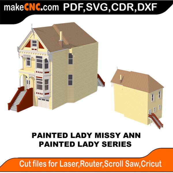 Painted Lady Missy Ann MakeCNC SVG DXF PDF CDR 3D puzzle pattern product image