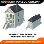 Painted Lady Sarah Lee MakeCNC SVG DXF PDF CDR 3D puzzle pattern product image