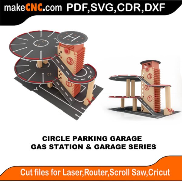 Parking Garage Circle MakeCNC SVG DXF PDF CDR 3D puzzle pattern product image