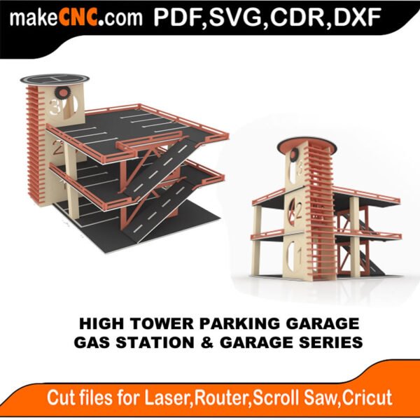 Parking Garage High Tower MakeCNC SVG DXF PDF CDR 3D puzzle pattern product image