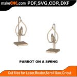 Parrot on a Swing MZST MakeCNC SVG DXF PDF CDR 3D puzzle pattern product image