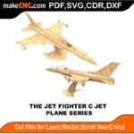Plane Jet Fighter C Jet MakeCNC SVG DXF PDF CDR 3D puzzle pattern product image