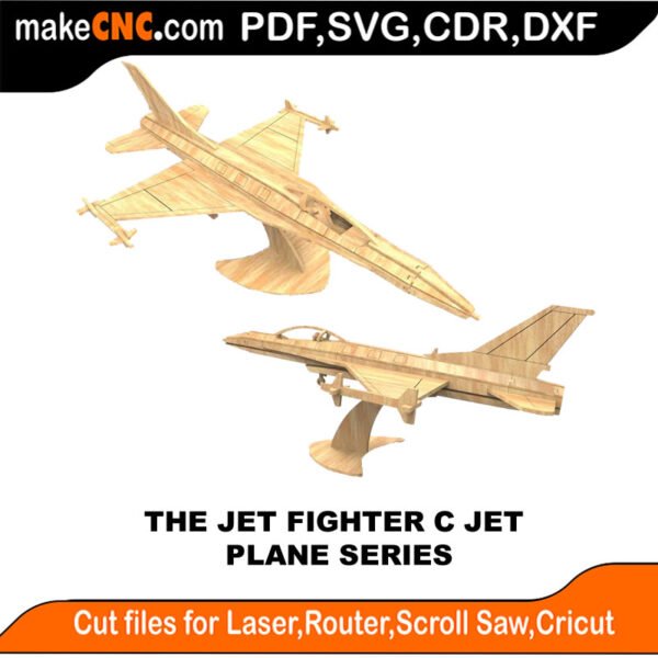 Plane Jet Fighter C Jet MakeCNC SVG DXF PDF CDR 3D puzzle pattern product image