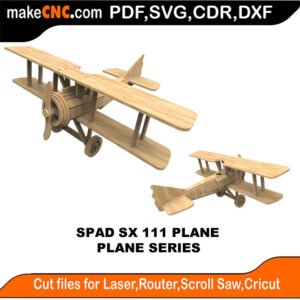 Plane Spad SX 111 MakeCNC SVG DXF PDF CDR 3D puzzle pattern product image