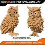 Plasma Bird Curious Owl MakeCNC SVG DXF PDF CDR 3D puzzle pattern product image