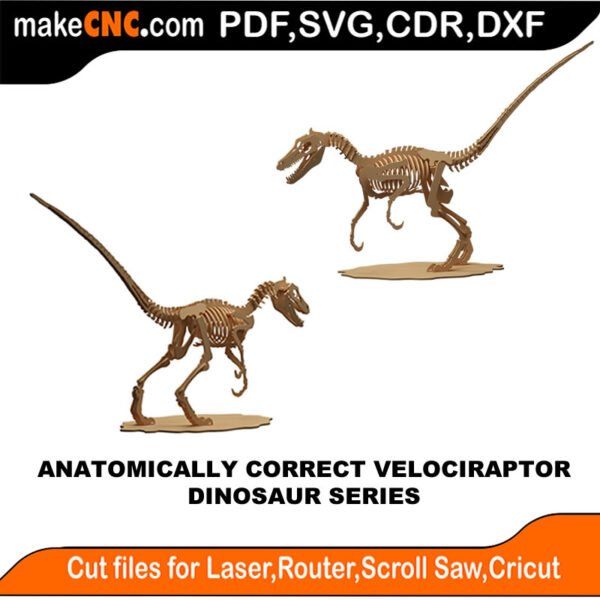 Plasma Dinosaur AC Velociraptor MakeCNC SVG DXF PDF CDR 3D puzzle pattern product image