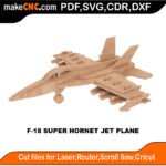 Plasma F18 Super Hornet Jet Plane MakeCNC SVG DXF PDF CDR 3D puzzle pattern product image