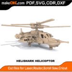 Plasma Helishark Helicoptor MakeCNC SVG DXF PDF CDR 3D puzzle pattern product image