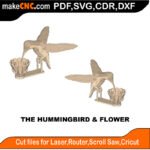 Plasma Hummingbird Flower MZST MakeCNC SVG DXF PDF CDR 3D puzzle pattern product image