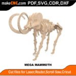 Plasma Mammoth Dino Bones MakeCNC SVG DXF PDF CDR 3D puzzle pattern product image
