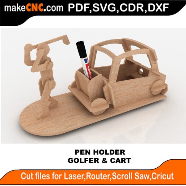 Plasma Pen Set1 Golfer Cart MakeCNC SVG DXF PDF CDR 3D puzzle pattern product image