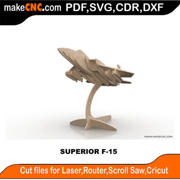 Plasma Plane Superior F-15 MakeCNC SVG DXF PDF CDR 3D puzzle pattern product image