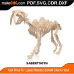 Plasma Sabertooth Dino Bones MakeCNC SVG DXF PDF CDR 3D puzzle pattern product image