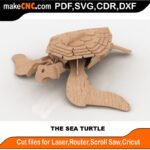 Plasma Sea Turtle MakeCNC SVG DXF PDF CDR 3D puzzle pattern product image