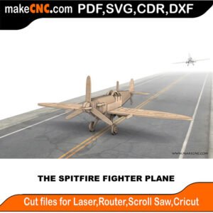 Plasma Spitfire Fighter Plane MakeCNC SVG DXF PDF CDR 3D puzzle pattern product image