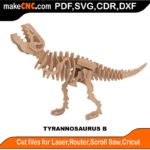 Plasma Tyrannosaurus B Dino Bones MakeCNC SVG DXF PDF CDR 3D puzzle pattern product image