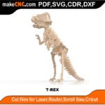 Plasma Tyrannosaurus Dino Bones MakeCNC SVG DXF PDF CDR 3D puzzle pattern product image
