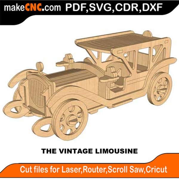 Plasma Vehicle Vintage Limousine MakeCNC SVG DXF PDF CDR 3D puzzle pattern product image