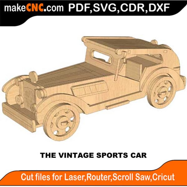 Plasma Vintage Sports Car MakeCNC SVG DXF PDF CDR 3D puzzle pattern product image