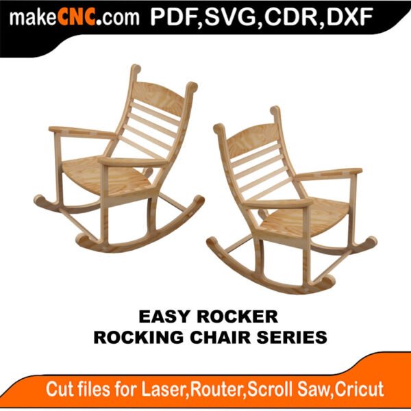 Rocking Chair Easy Rocker MakeCNC SVG DXF PDF CDR 3D puzzle pattern product image