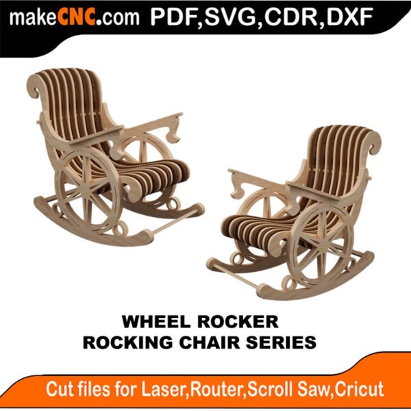 Rocking Chair Wheel Rocker MakeCNC SVG DXF PDF CDR 3D puzzle pattern product image