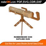 Rubberband Gatling Gun MakeCNC SVG DXF PDF CDR 3D puzzle pattern product image