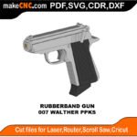 Rubberband Gun 007 Walther PPKS MakeCNC SVG DXF PDF CDR 3D puzzle pattern product image