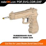 Rubberband Gun Beretta Hand Gun MakeCNC SVG DXF PDF CDR 3D puzzle pattern product image