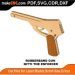 Rubberband Gun Nitti the Enforcer MakeCNC SVG DXF PDF CDR 3D puzzle pattern product image