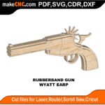 Rubberband Gun Wyatt Earp MakeCNC SVG DXF PDF CDR 3D puzzle pattern product image