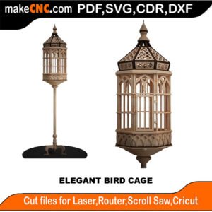 SH Elegant Bird Cage MakeCNC SVG DXF PDF CDR 3D puzzle pattern product image